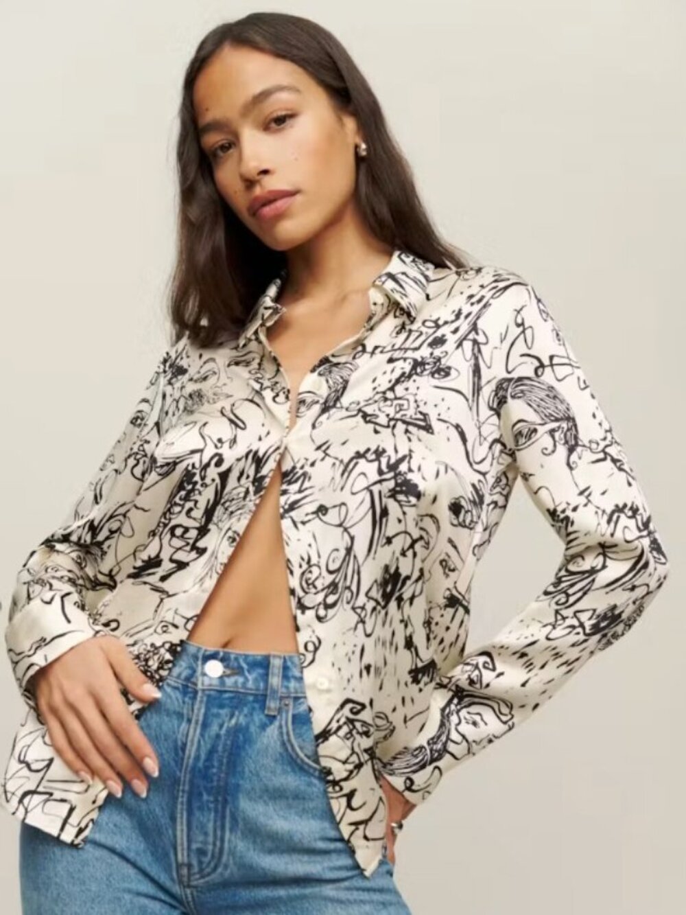 Sky Relaxed Silk Top in Vogue, Size Small